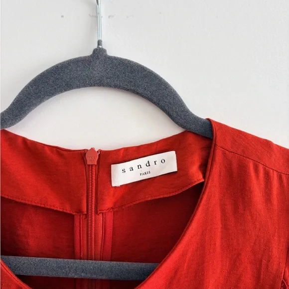 NWOT Sandro Red Midi Dress with Lace Accents size EU34 - Picture 7 of 10